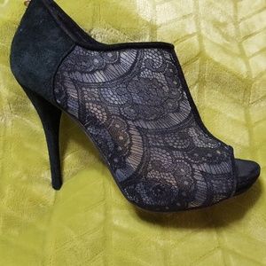 5/$25! Sheer lace Open Toe Black Ankle Boot